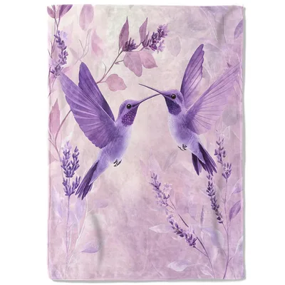 Purple Hummingbirds with Lavender Blanket for Cozy Spaces