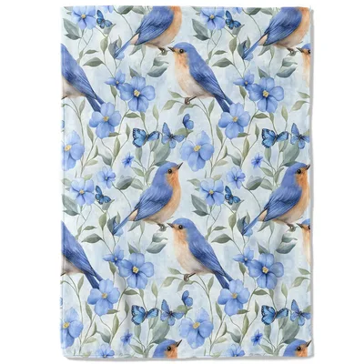 Bluebird Lover Blanket: Bluebirds and Blossoms Throw