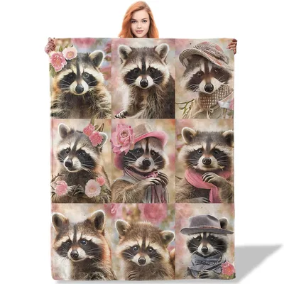 Vintage Raccoon Blanket: Nine Portraits of Charming Bandits