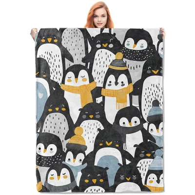 Penguin Pattern Cute Animal Blanket for Cozy Days