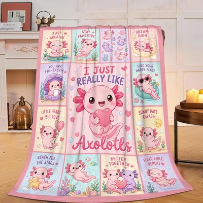 Just Breathe Stay Pawsitive Blanket for Axolotl Fans