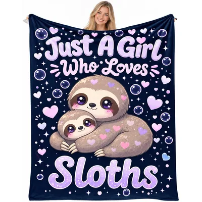 Sloth Lady Blanket: A Sloth Mom Cuddle Throw
