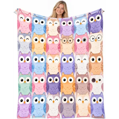 Pastel Owl Blanket for Owl Lovers and Cozy Nights