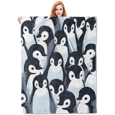 Penguin Gathering Crowd Blanket: Cozy Penguin Pattern
