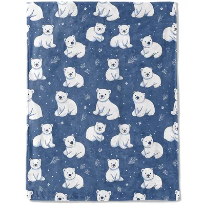 Cute Polar Bears Blanket for Winter Cozy Days