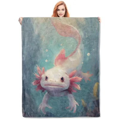 Axolotl Underwater Art Blanket for Fans of Gentle Sea Creatures