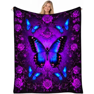 Butterfly and Roses Blanket for Soft Evening Comfort