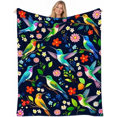 Tropical Flower Bird Blanket for Hummingbird Lovers