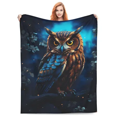 Owl Decor Blanket: A Glowing Night Owl Design