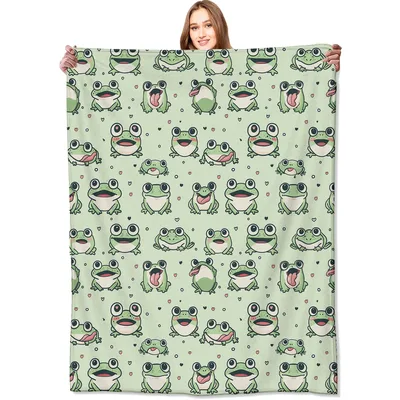 Cartoon Frog Pattern Blanket for Frog Lovers and Cozy Days
