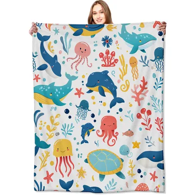 Sea Animals Ocean Pattern Blanket for Ocean Lovers