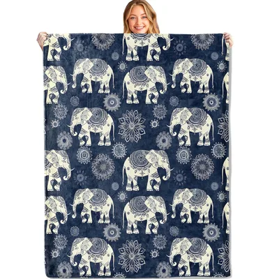 Indian Elephant Blanket with Mandala Motifs for Cozy Days