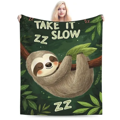 Take It Slow Sloth Blanket - Cozy Jungle Nap Design for Relaxation