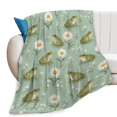 Frog Daisy Pattern Blanket: A Vintage Frog and Daisy Print