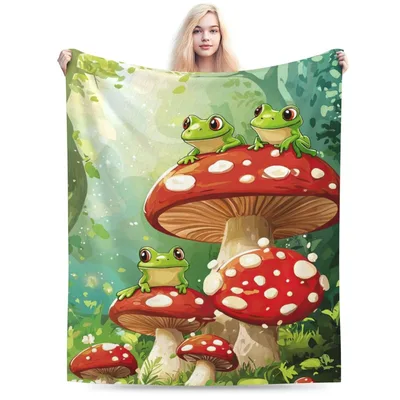 Frog Mushroom Forest Blanket for Cozy Nature Lovers