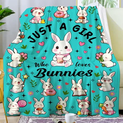 Bunny Lover Cute Rabbits Blanket: Just a Girl Who Loves Bunnies Design