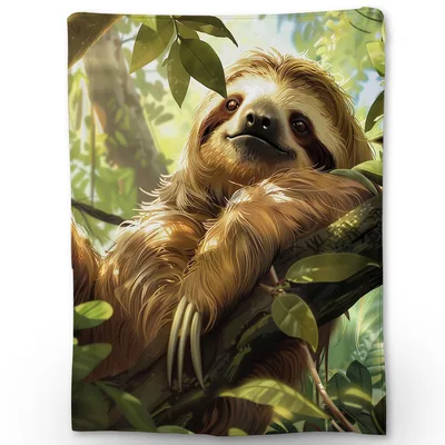 Jungle Animal Blanket: A Sloth Resting in the Sun