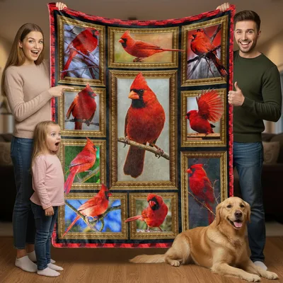 Cardinal Bird Art Blanket for Bird Lovers and Gift Givers