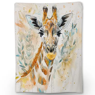 Giraffe Watercolor Art Blanket