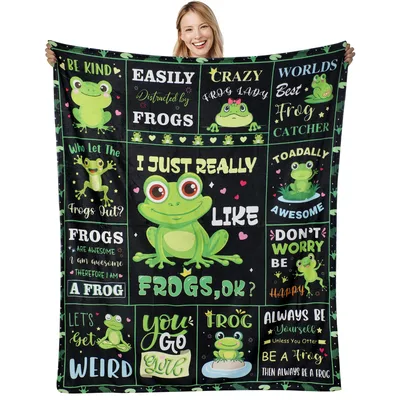 Crazy Frog Lady Blanket for Frog-Loving Fans