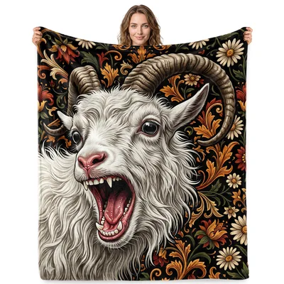 Screaming Goat Blanket for Animal Lovers and Floral Fans