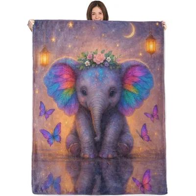 Baby Elephant Butterflies Blanket for Dreamy Naps