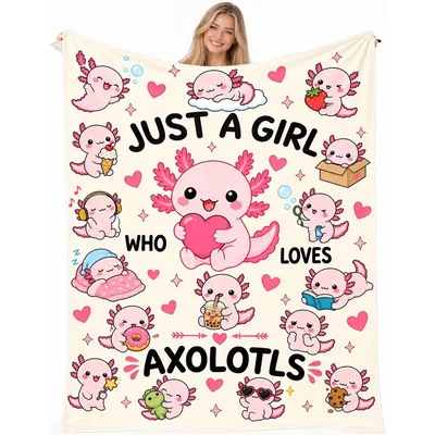 Pink Axolotl Cuddles Blanket for Axolotl Fans