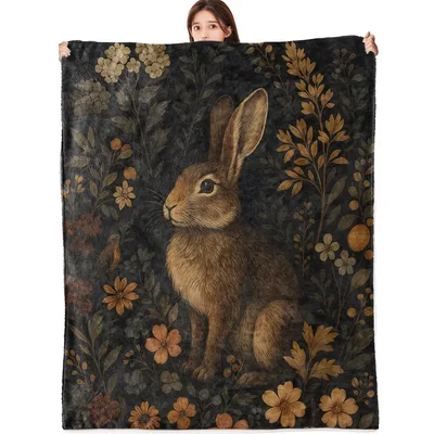 Vintage Woodland Rabbit Blanket for Cozy Autumn Nights