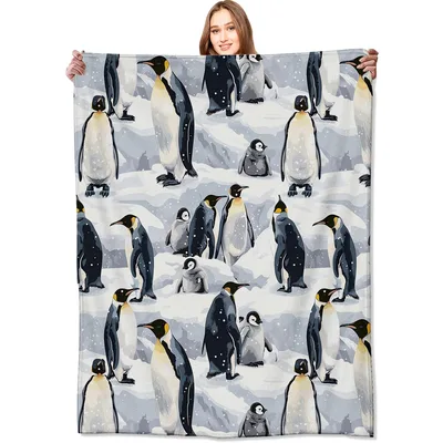 Emperor Penguin Family Blanket for Cozy Winter Nights