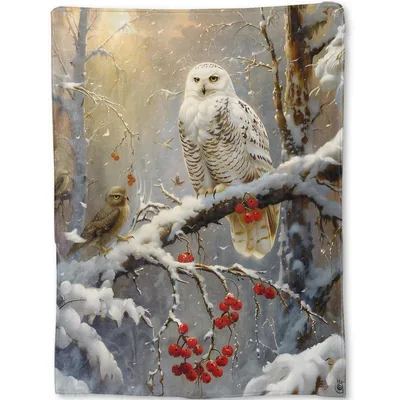 Owl in Snow Blanket: A Snowy Owl Winter Scene