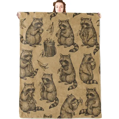 Raccoon Print Blanket for Banana-Loving Animal Fans