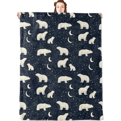 Polar Bear Night Sky Blanket for Cozy Winter Nights