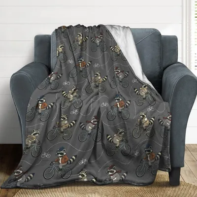 Cycling Raccoon Blanket for Bike Lovers and Night Owls