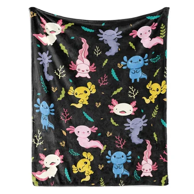 Midnight Axolotl Reef Pattern Blanket for Cozy Nights