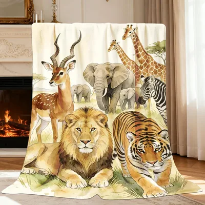 African Safari Animals Blanket for Wildlife Lovers