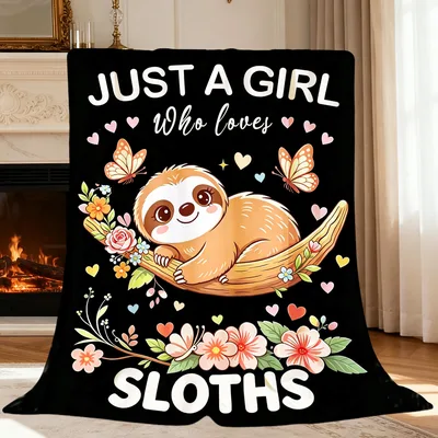 Sloth Flowers Butterfly Blanket for Sloth Lovers
