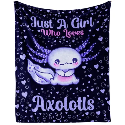 Midnight Bubbles Axolotl Girl Blanket for Animal Lovers