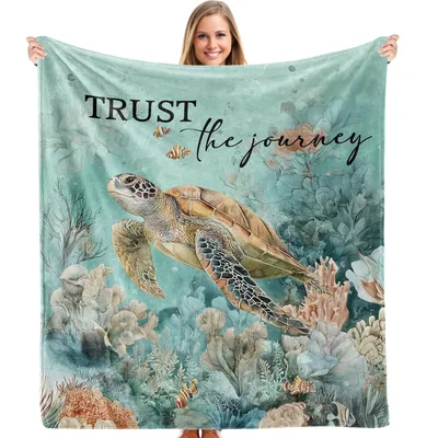 Trust the Journey Blanket: Sea Turtle Throw