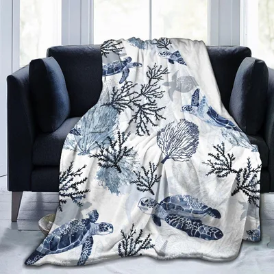 Navy Sea Turtle Blanket for Ocean Lovers
