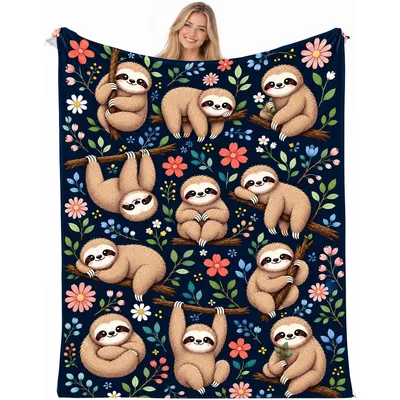 Sloths Hanging Out Among Blanket Art for Cozy Days