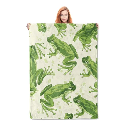Frog Pattern Green Blanket for Frog Lovers and Cozy Nights