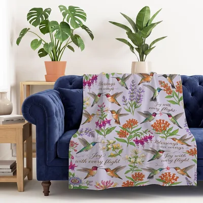 Flowers and Hummingbirds Blanket for Cozy Days