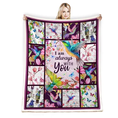 Hummingbird Garden with Purple Blanket featuring "I am always