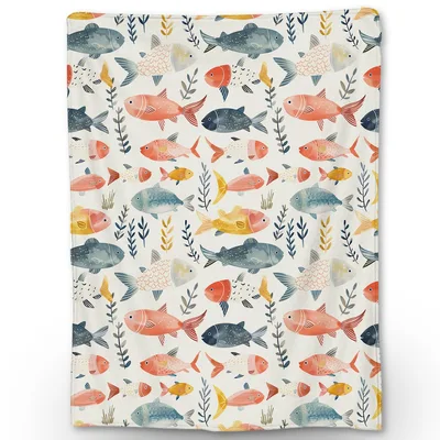 Watercolor Fish Pattern Blanket: A Soft Throw for Ocean Lovers