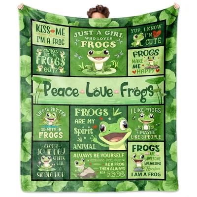 Peace Love Frogs Blanket for Frog Lovers Everywhere