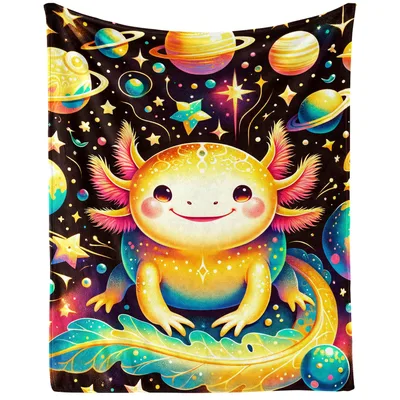 Axolotl Space Planets Blanket for Animal Lovers