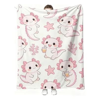 Axolotl Cartoon Pattern Blanket for Animal Lovers