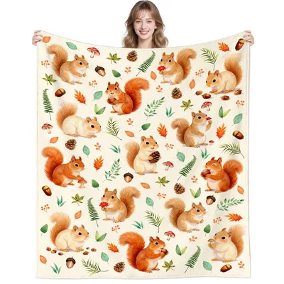 Autumn Squirrel Blanket for Cozy Fall Nights and Gifts