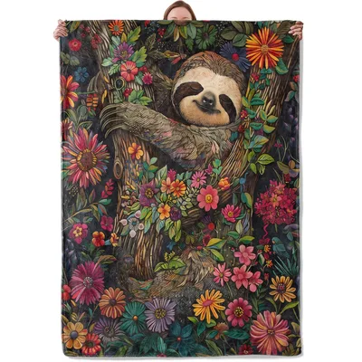 Sloth Hugging Tree Blanket for Animal Lovers
