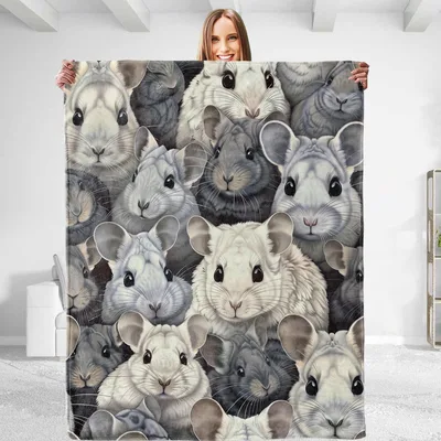 Chinchilla Lover Blanket: A Crowd of Soft Gray Faces